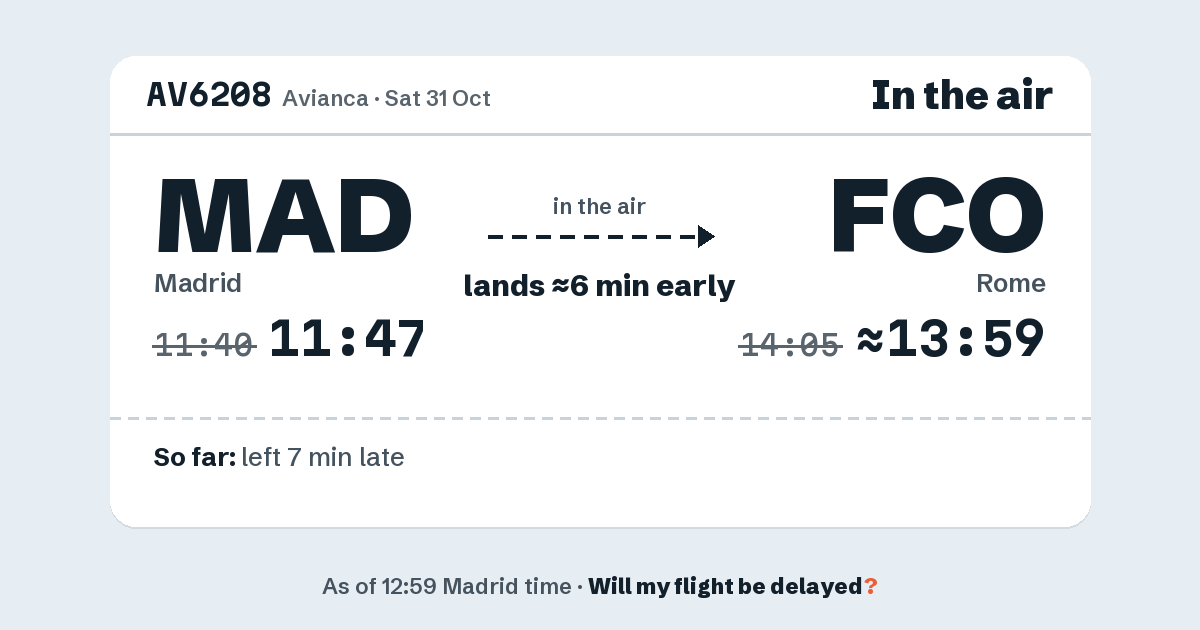 Link preview: AV6208 lands about 13:59