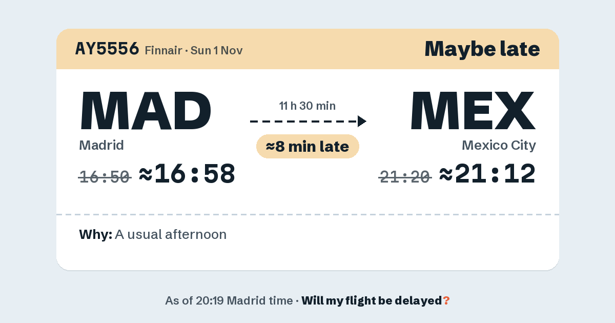 Link preview: AY5556 lands about 21:12