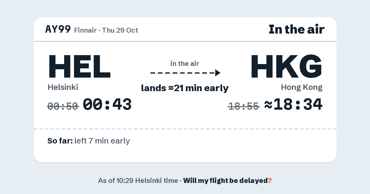 Link preview: AY99 lands about 18:34