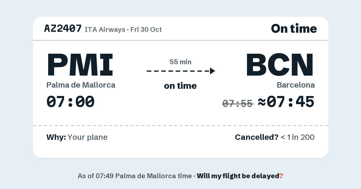Link preview: AZ2407 lands about 07:45