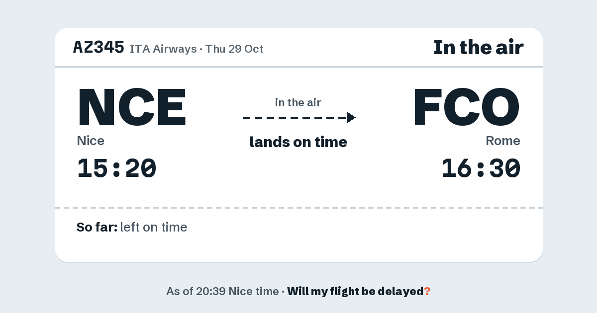Link preview: AZ345 lands about 16:27