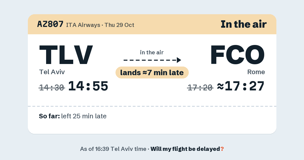 Link preview: AZ807 lands about 17:27