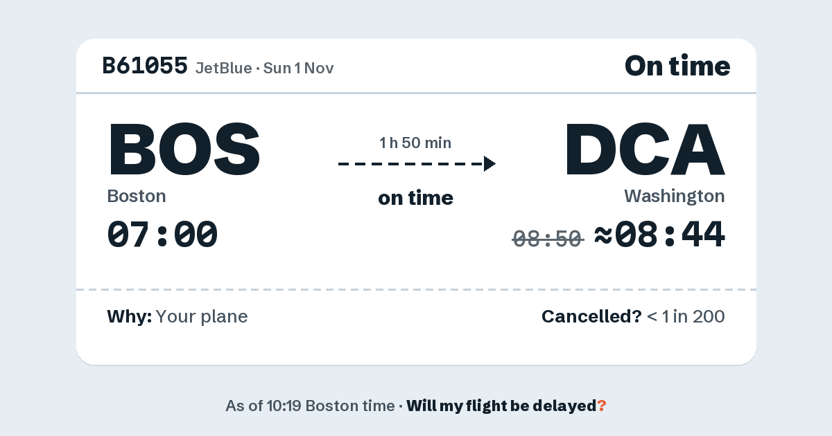 Link preview: B61055 lands about 08:44