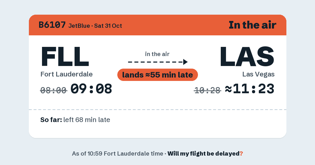 Link preview: B6107 lands about 11:22