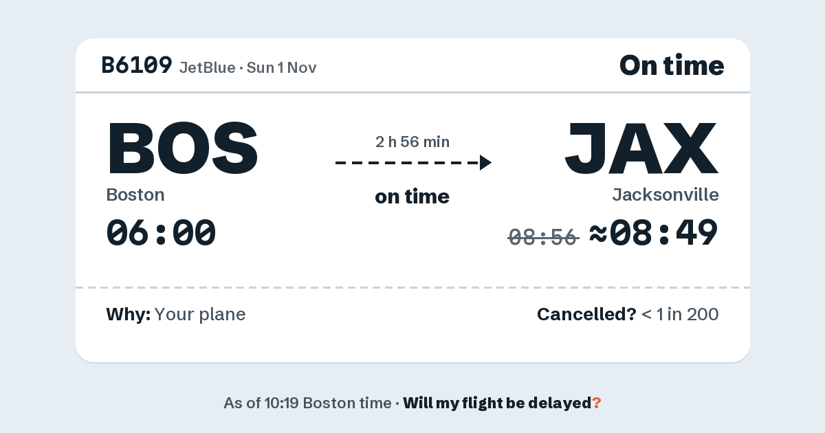 Link preview: B6109 lands about 08:49