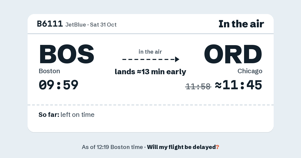 Link preview: B6111 lands about 11:45