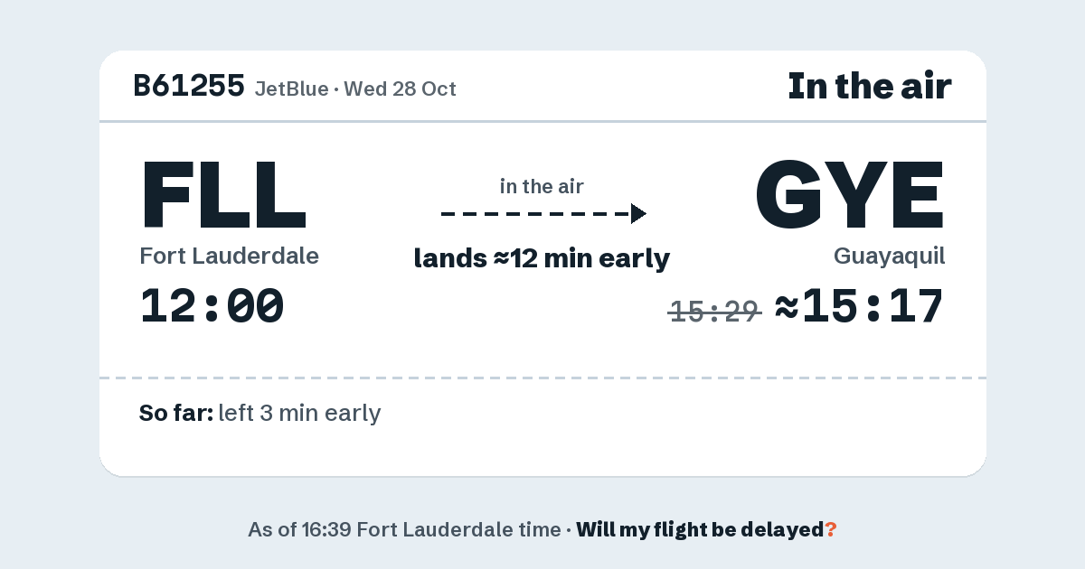 Link preview: B61255 lands about 15:17