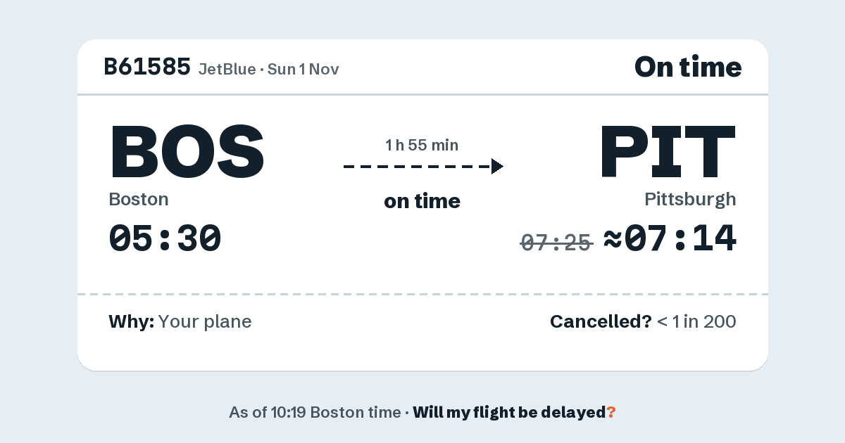 Link preview: B61585 lands about 07:14