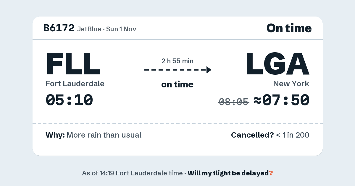 Link preview: B6172 lands about 07:50