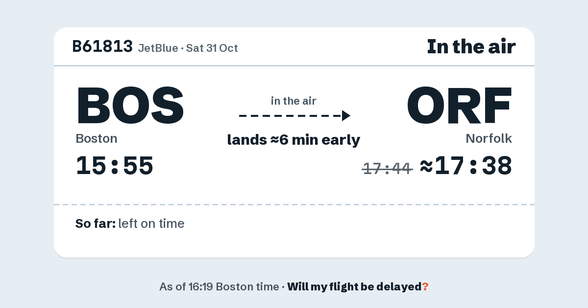 Link preview: B61813 lands about 17:38