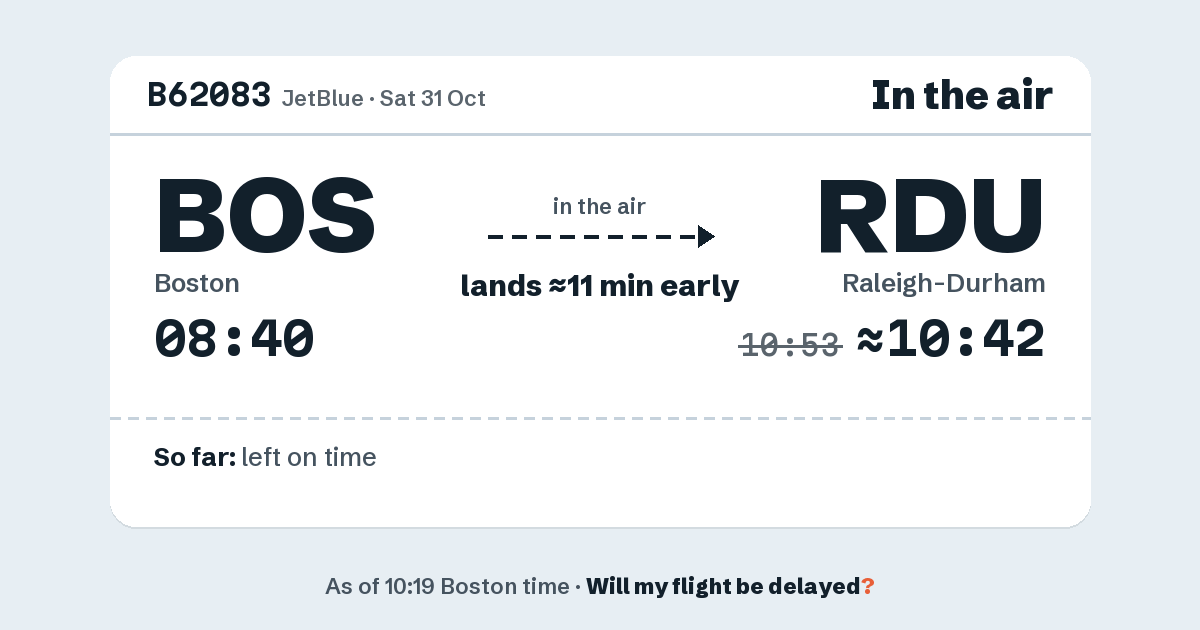 Link preview: B62083 lands about 10:42