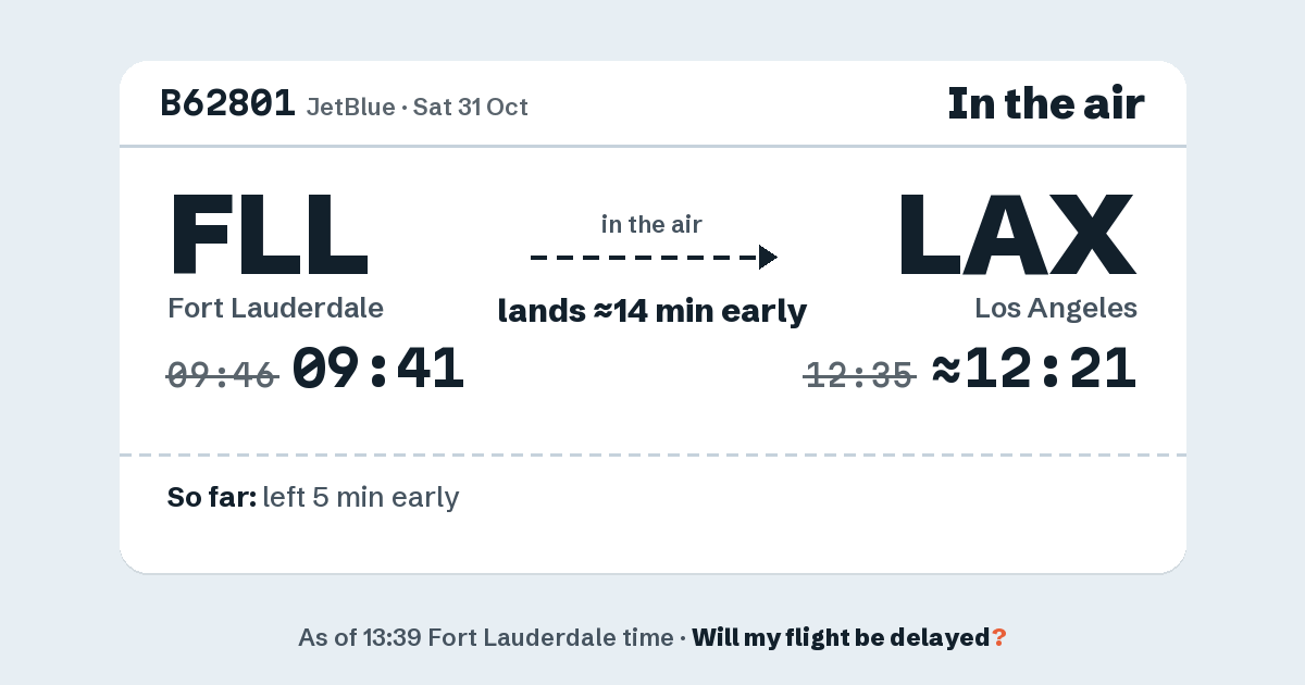 Link preview: B62801 lands about 12:21