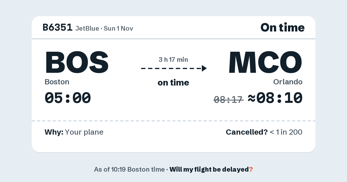 Link preview: B6351 lands about 08:10