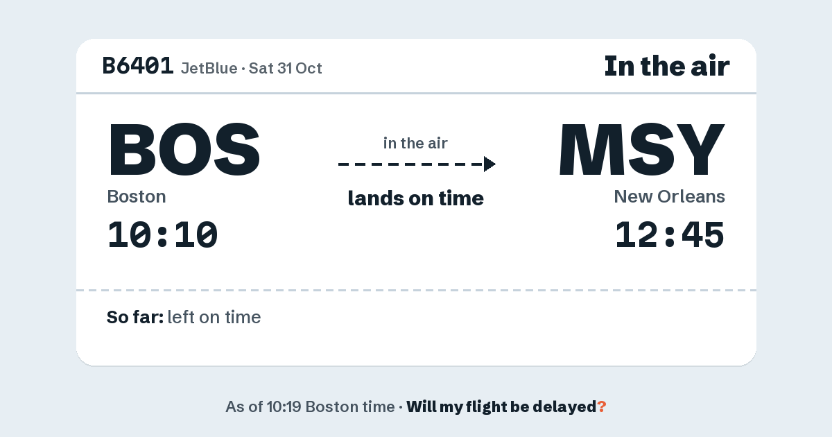 Link preview: B6401 lands about 12:41