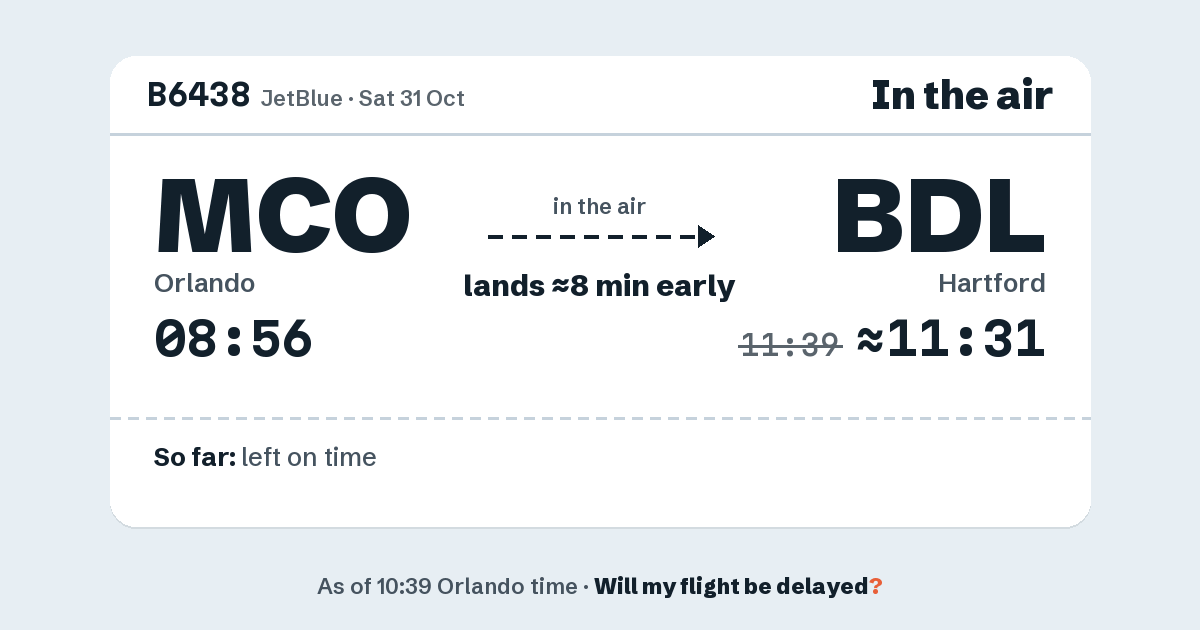 Link preview: B6438 lands about 11:31
