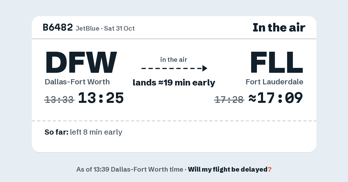 Link preview: B6482 lands about 17:09