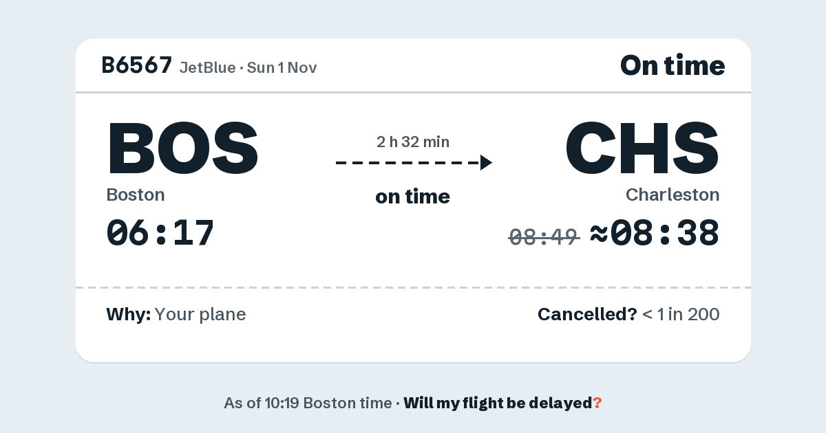 Link preview: B6567 lands about 08:38