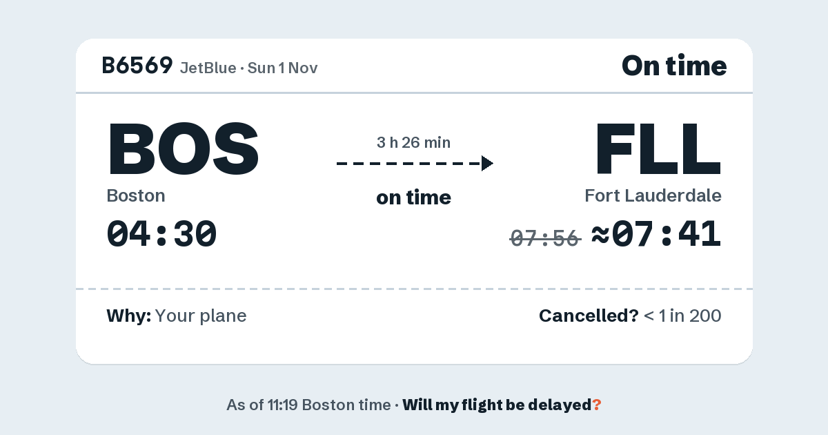 Link preview: B6569 lands about 07:41