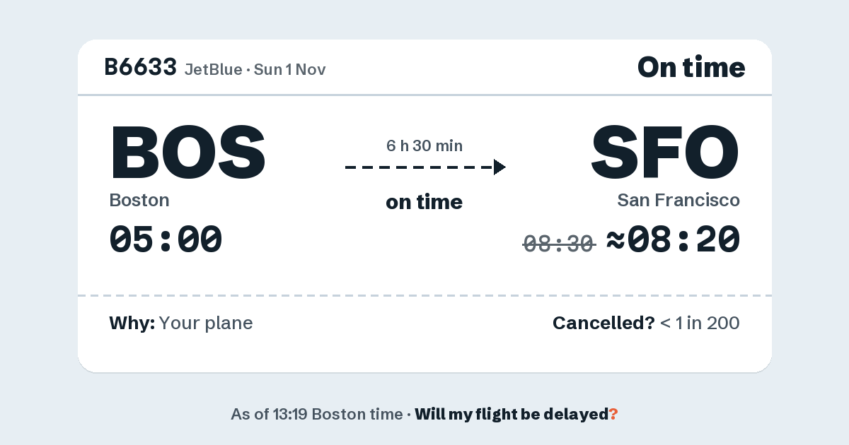 Link preview: B6633 lands about 08:20
