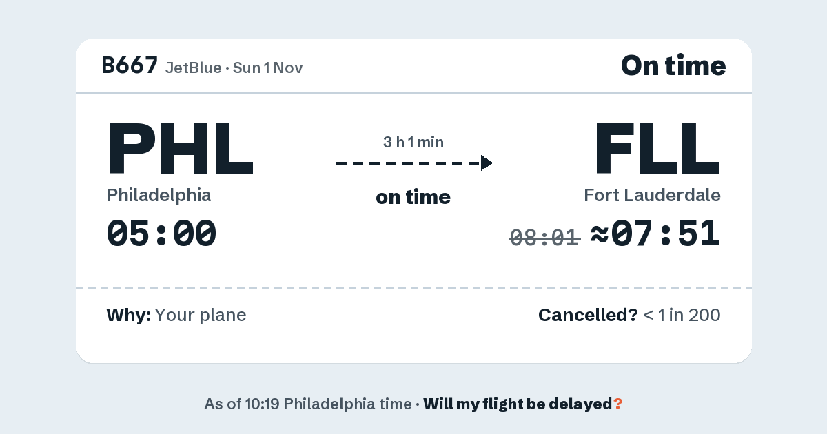 Link preview: B667 lands about 07:51
