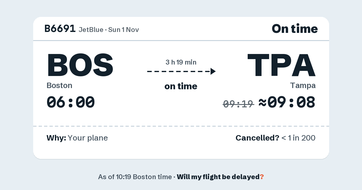 Link preview: B6691 lands about 09:08