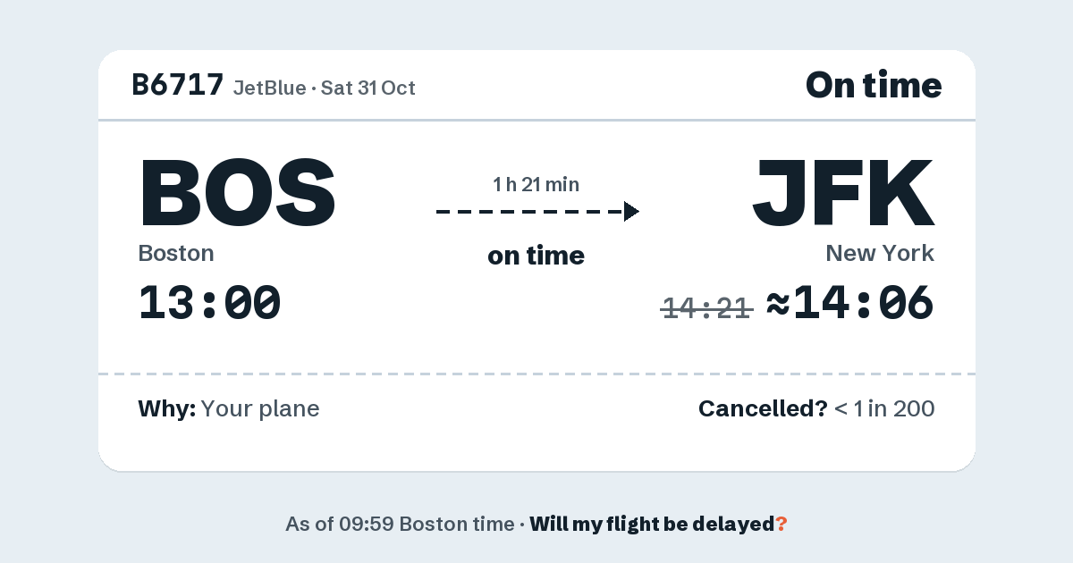 Link preview: B6717 lands about 14:06
