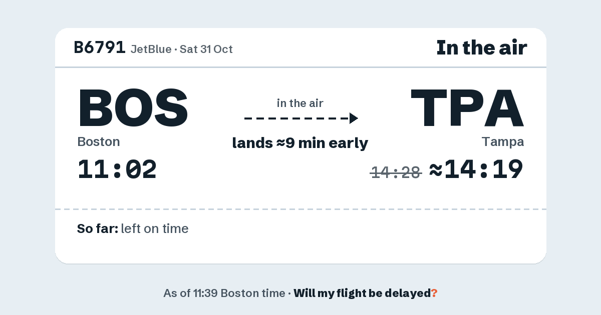 Link preview: B6791 lands about 14:19