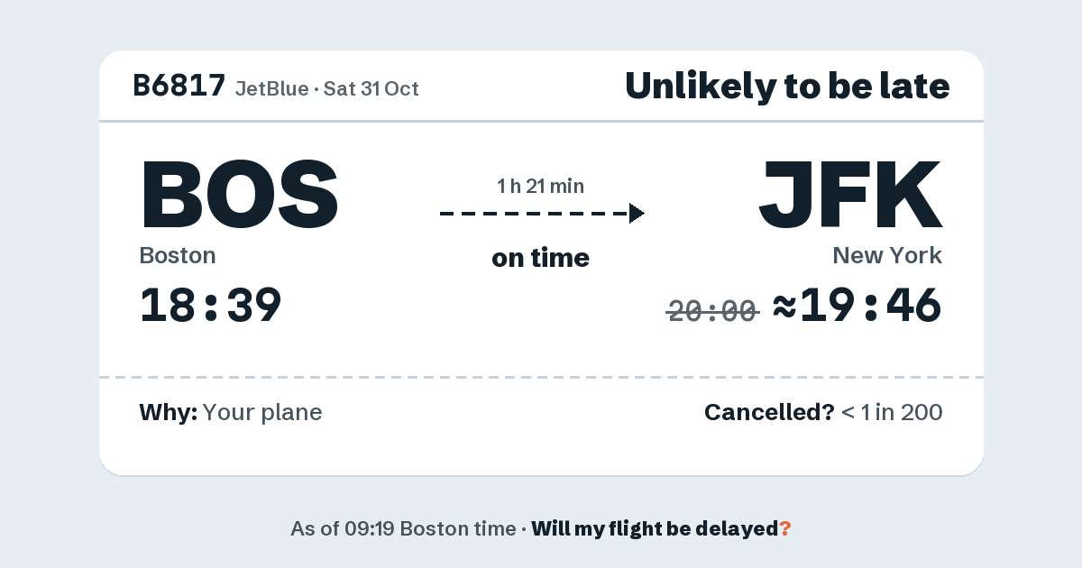 Link preview: B6817 lands about 19:46