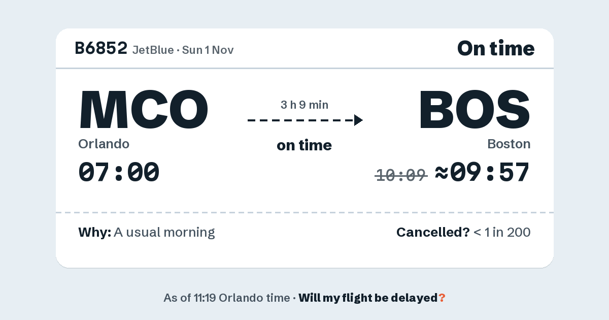 Link preview: B6852 lands about 09:57