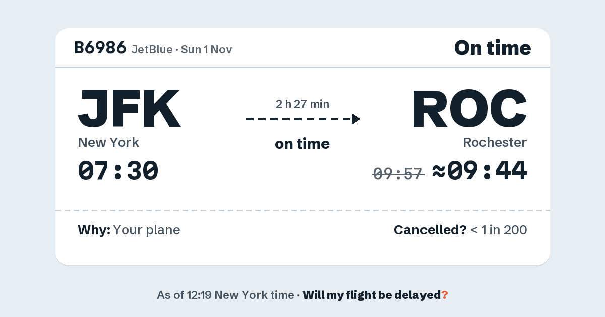 Link preview: B6986 lands about 09:44
