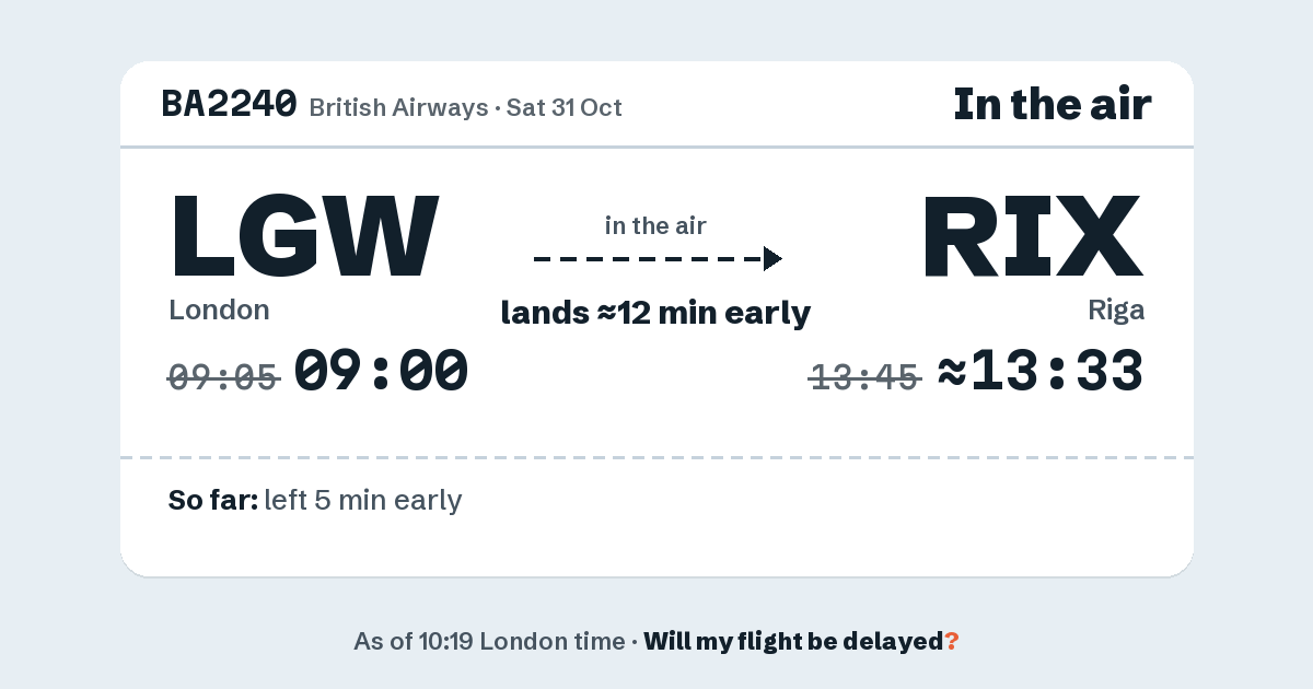 Link preview: BA2240 lands about 13:33
