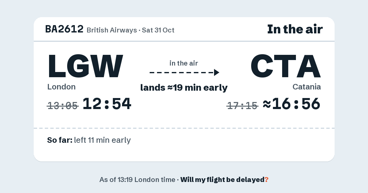 Link preview: BA2612 lands about 16:56