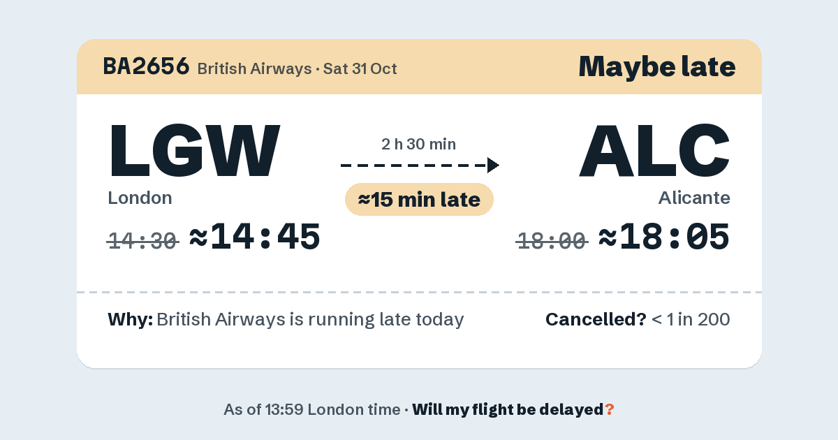 Link preview: BA2656 lands about 18:05