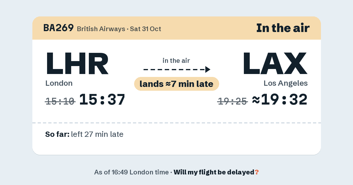 Link preview: BA269 lands about 19:32