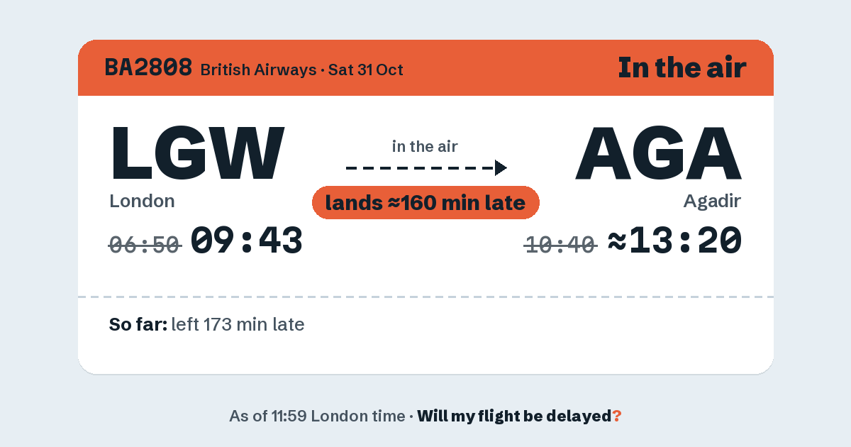 Link preview: BA2808 lands about 13:20