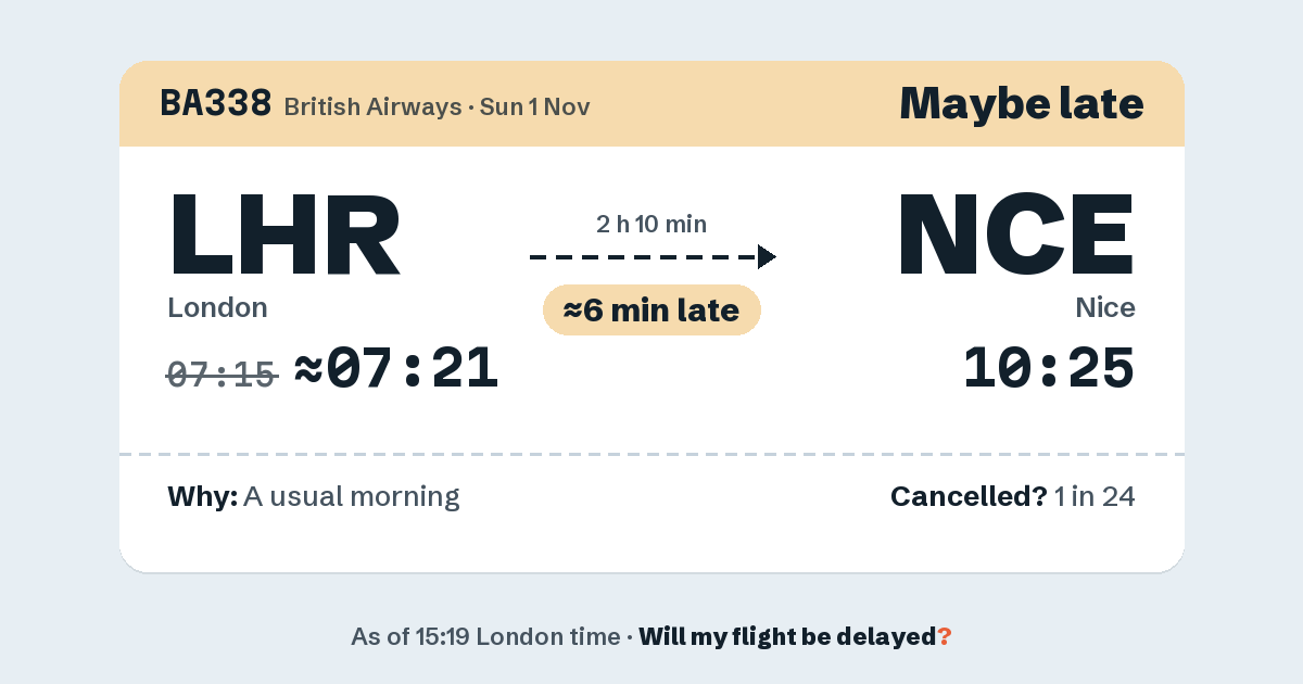 Link preview: BA338 lands about 10:25