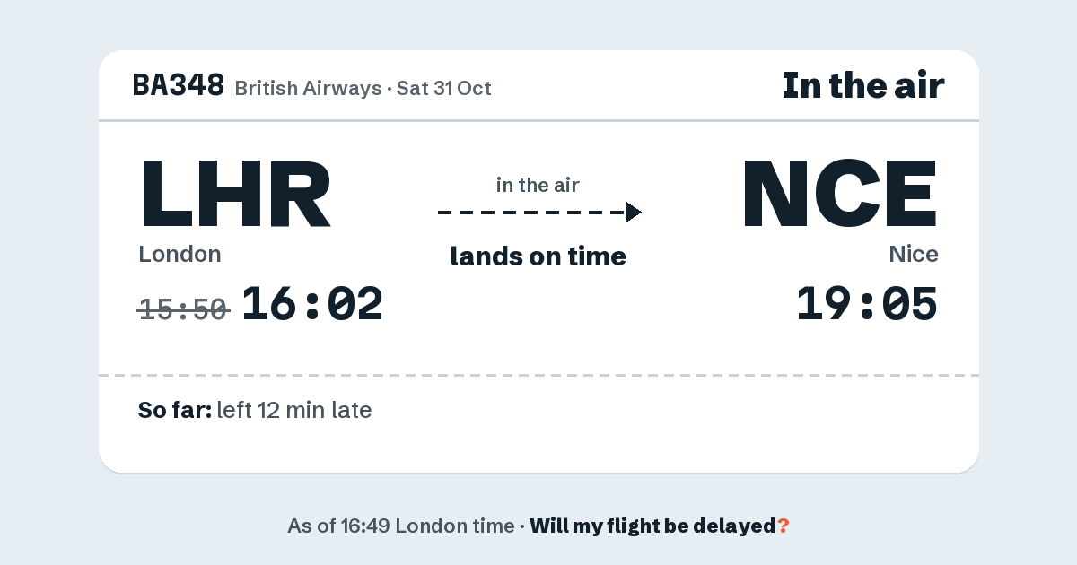 Link preview: BA348 lands about 19:06