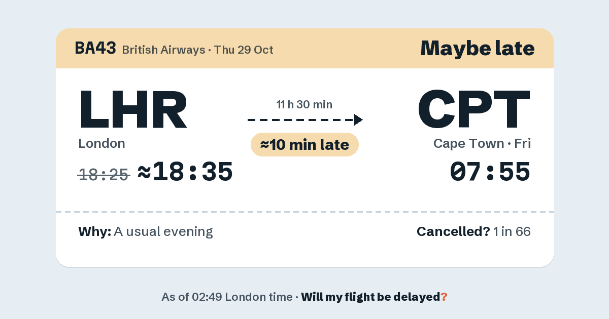 Link preview: BA43 lands about 07:51
