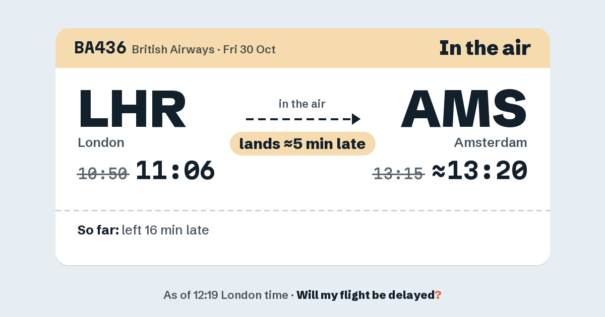 Link preview: BA436 lands about 13:20