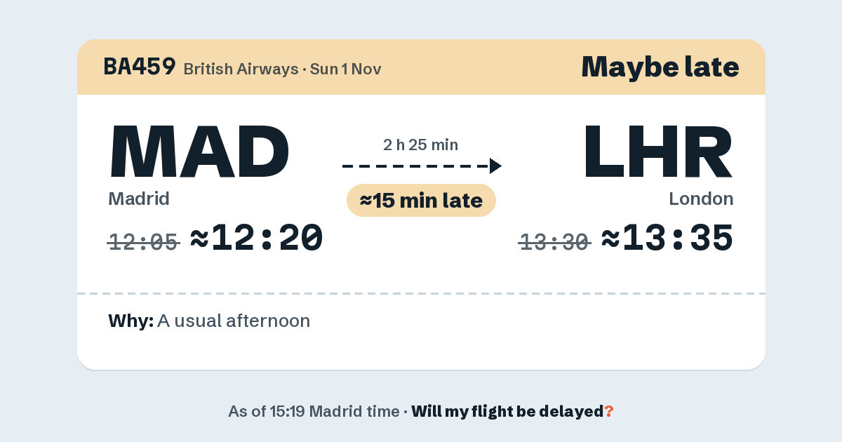 Link preview: BA459 lands about 13:35