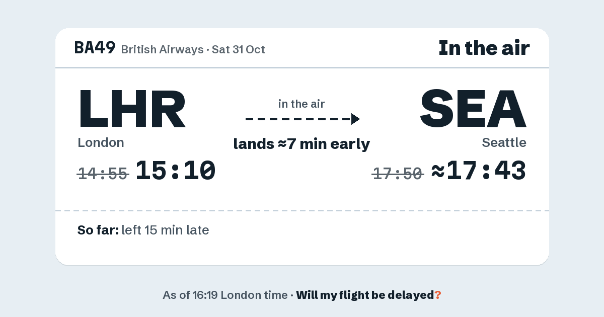 Link preview: BA49 lands about 17:43