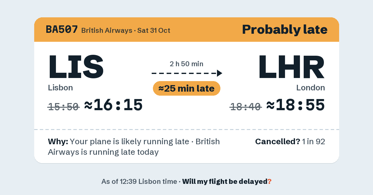 Link preview: BA507 lands about 18:54