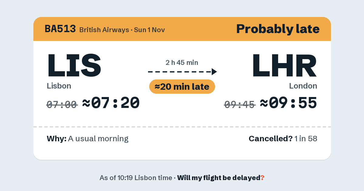 Link preview: BA513 lands about 09:56