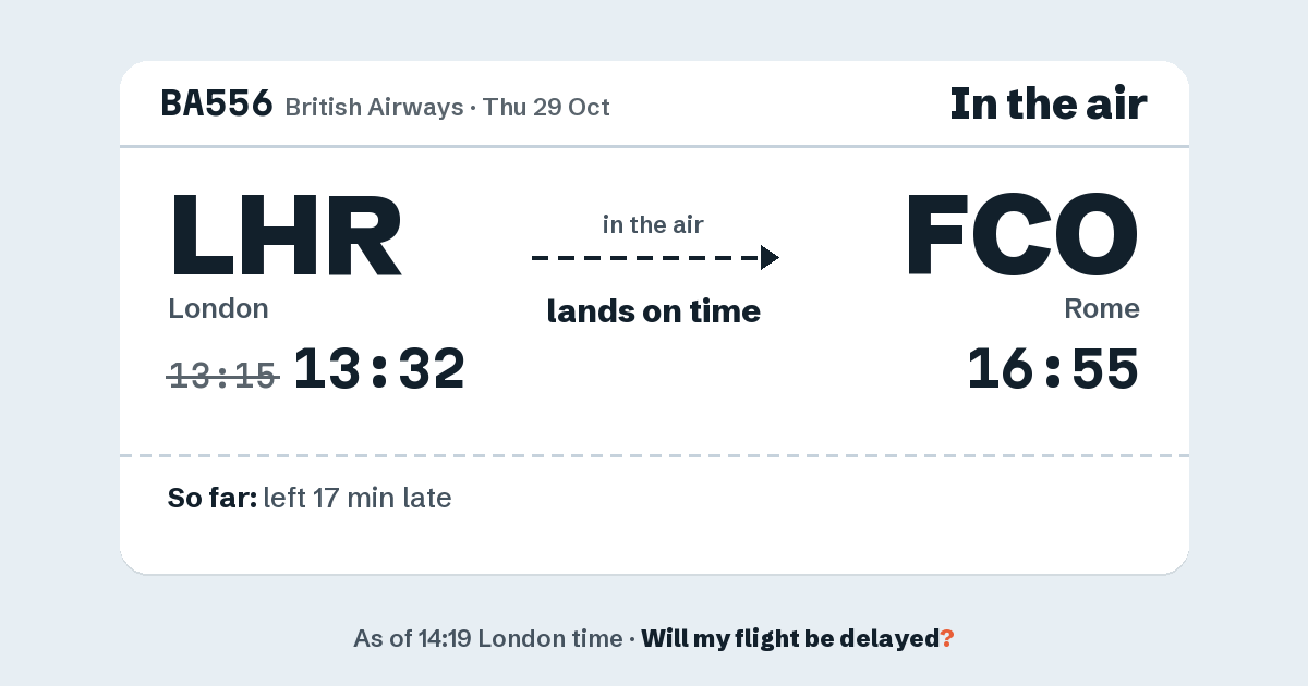 Link preview: BA556 lands about 16:59