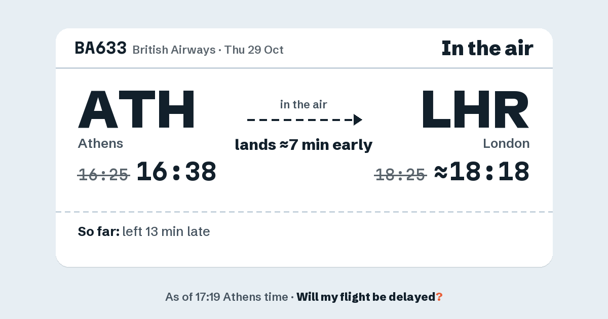 Link preview: BA633 lands about 18:18
