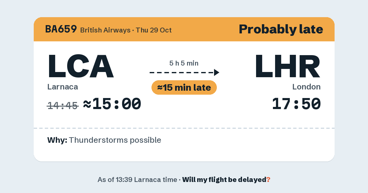 Link preview: BA659 lands about 17:50