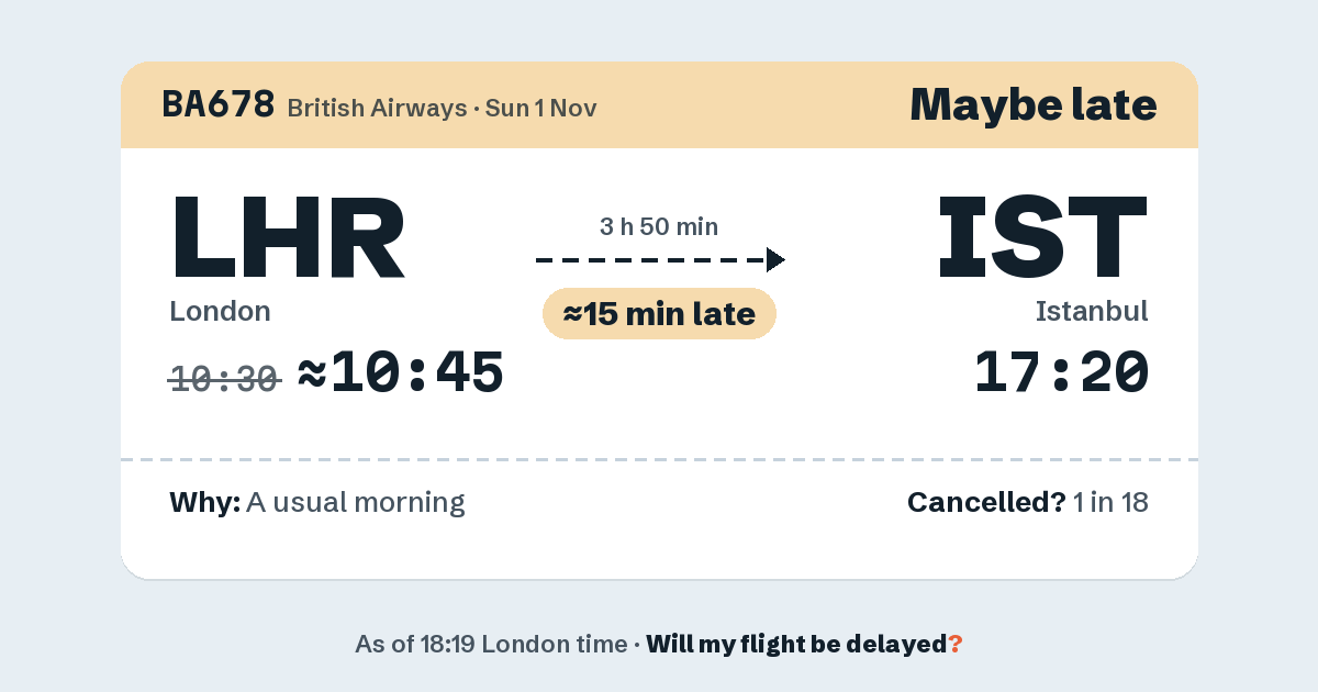 Link preview: BA678 lands about 17:20
