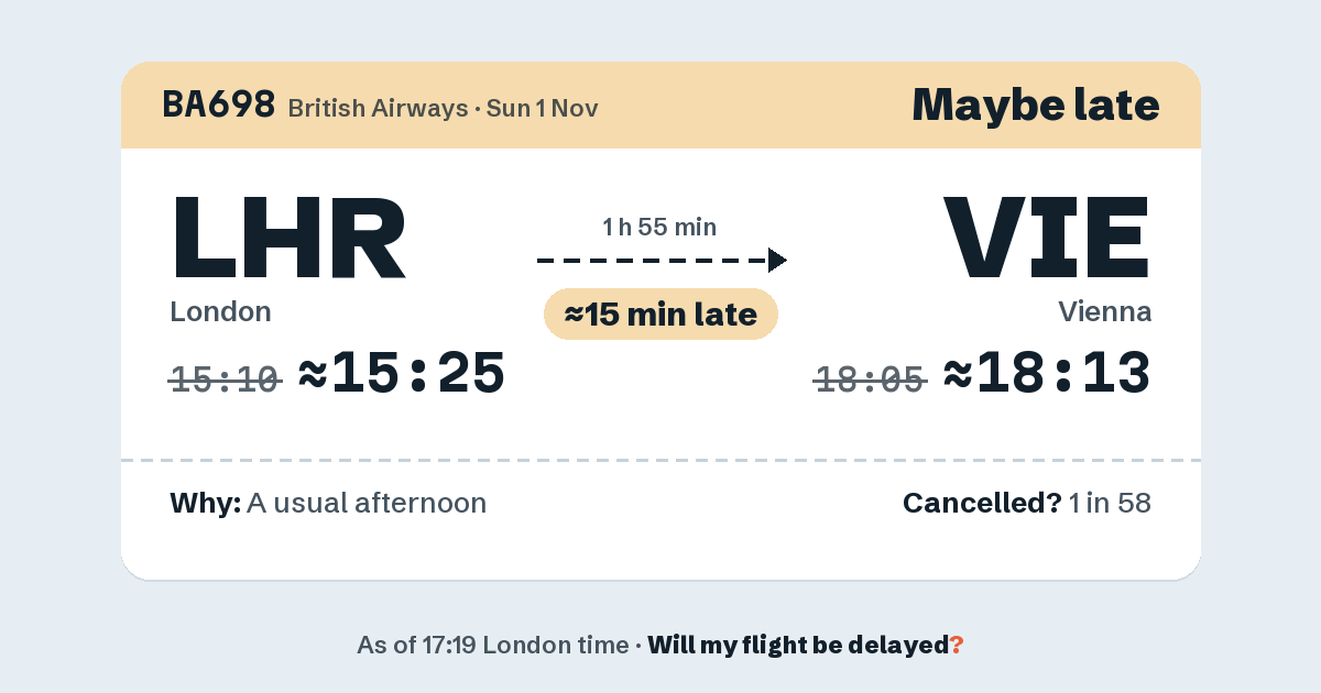 Link preview: BA698 lands about 18:13
