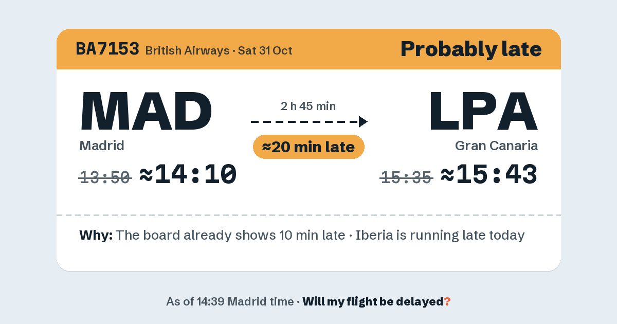 Link preview: BA7153 lands about 15:43