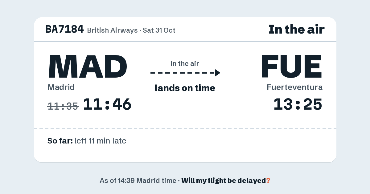 Link preview: BA7184 lands about 13:24